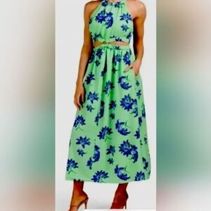 Likely Green and Blue Floral Maxi Dress